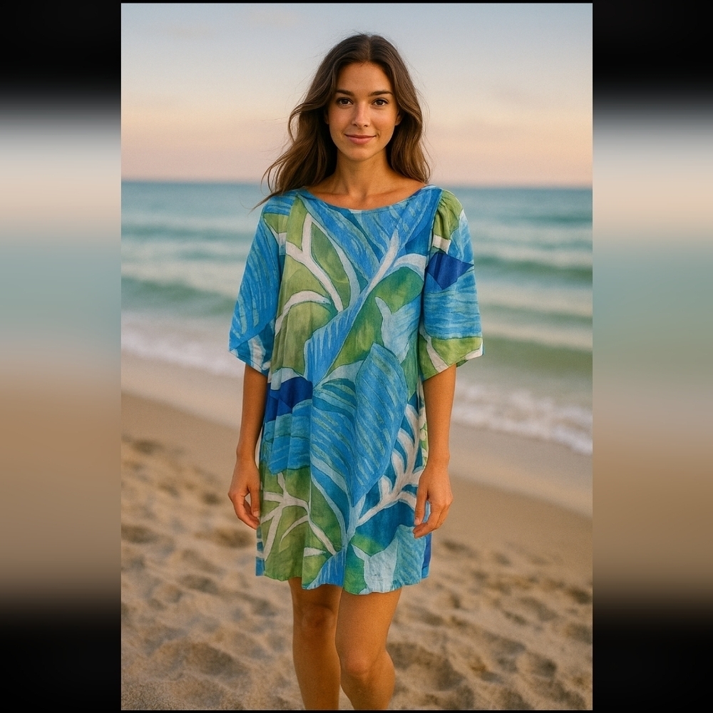 Jams World Blue Jay Blue and Green Patterned Dress